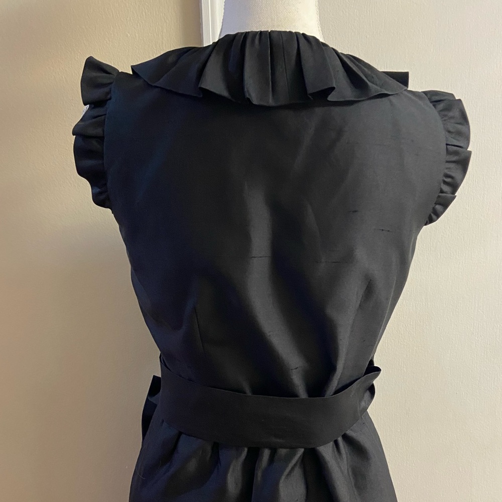 Kate Spade Aubrey ruffled silk blend black wrap dress Sz 4 - Picture 11 of 13
